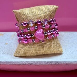 Pink Beaded Bracelet Stack Valentine’s Day!